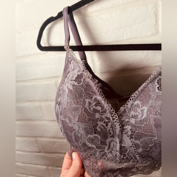 NWT Soma Signature Lace Longline Wireless Lined Bralette L Excalibur Grey #0465 - Picture 3 of 14